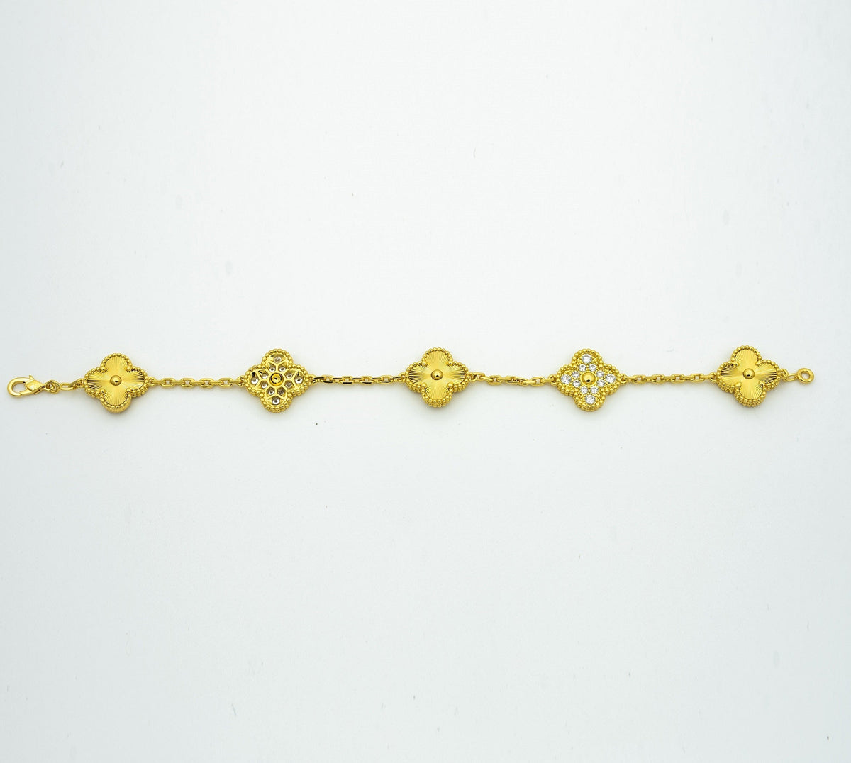 [AuraEcho] CLASH & Clover Laser 5-Motif & LOVE Brushed Bracelet Stack Set