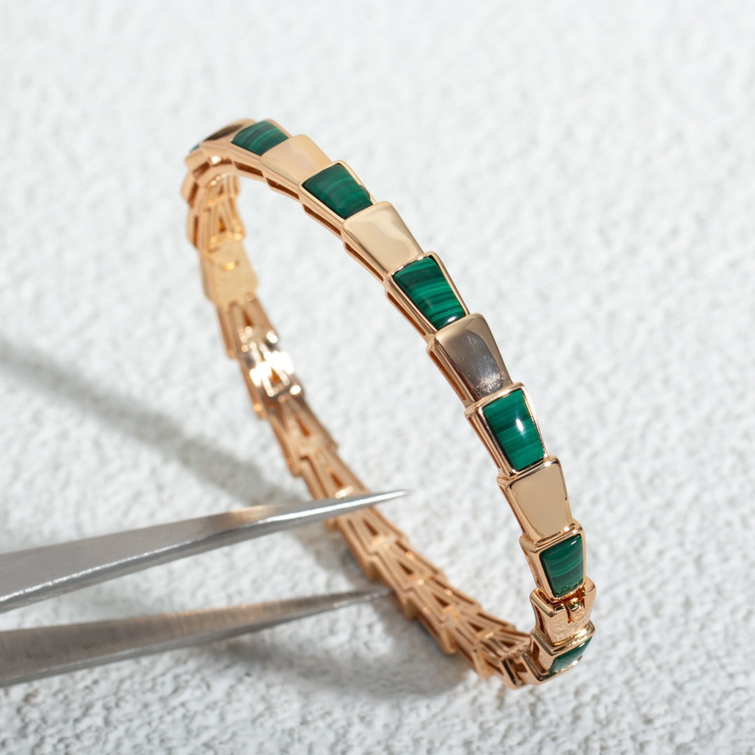 [AuraEcho]SERPENTI BRACELET PINK GOLD MALACHITE
