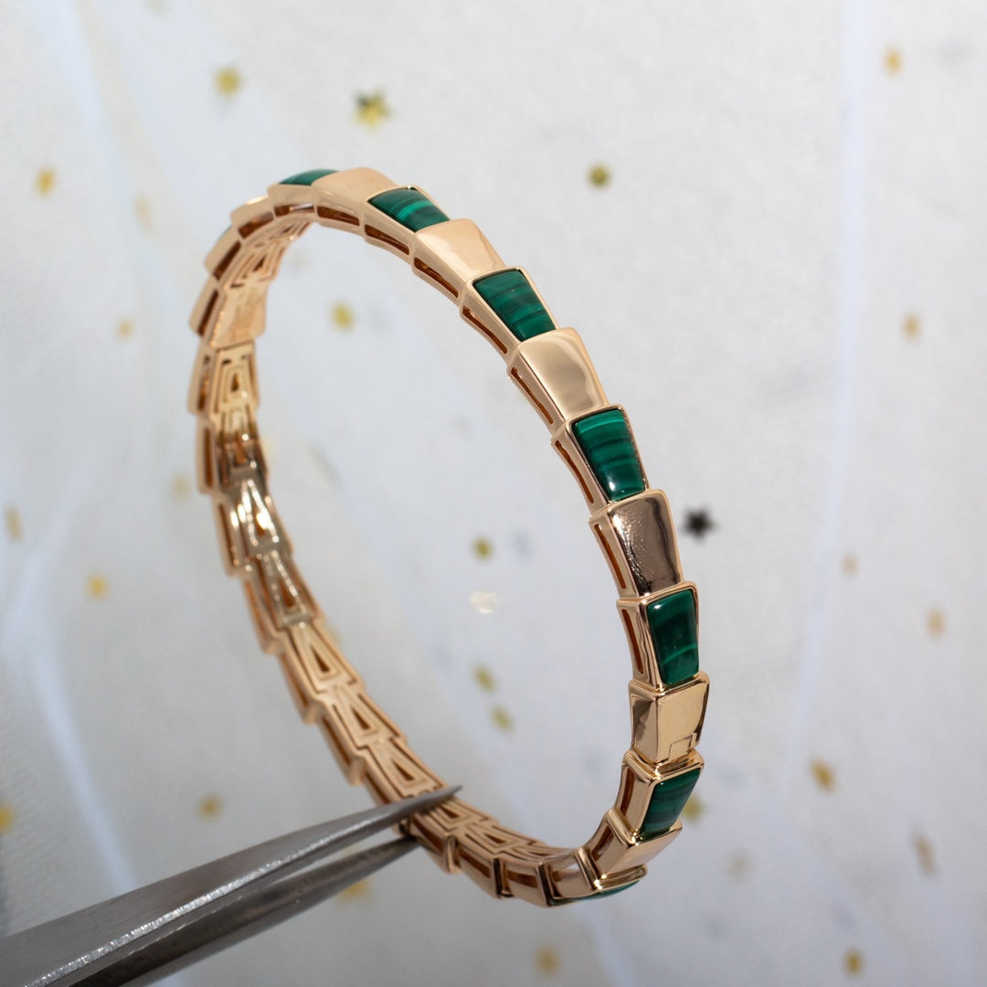 [AuraEcho]SERPENTI BRACELET PINK GOLD MALACHITE