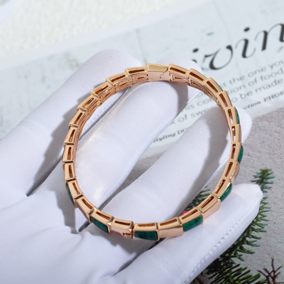 [AuraEcho]SERPENTI BRACELET PINK GOLD MALACHITE