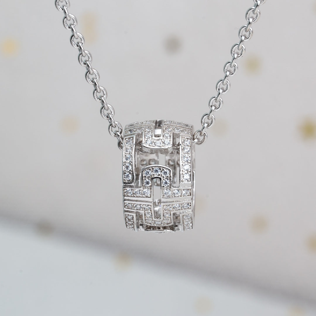 [AuraEcho]PARENTESI NECKLACE SILVER DIAMOND