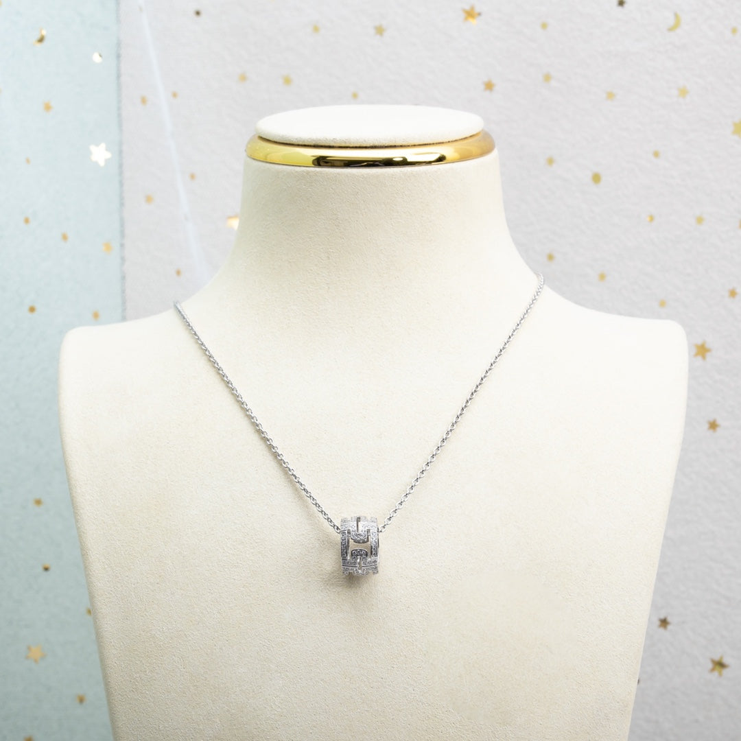 [AuraEcho]PARENTESI NECKLACE SILVER DIAMOND
