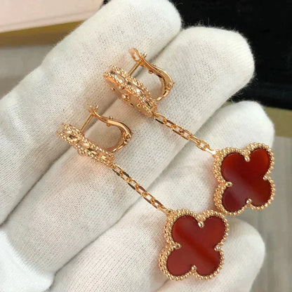[AuraEcho]CLOVER 2 MOTIF  LASER CARNELIAN EARRINGS
