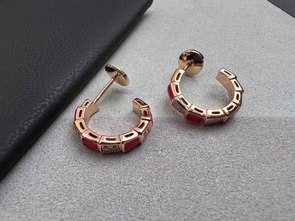 [AuraEcho]SERPENTI CARNELIAN PINK GOLD EARRINGS
