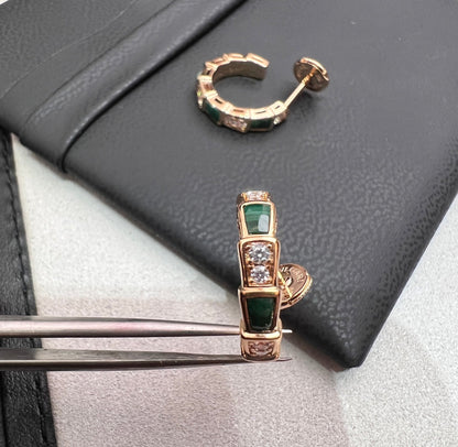 [AuraEcho]SERPENTI MALACHITE PINK GOLD EARRINGS