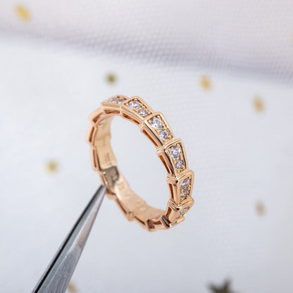 [AuraEcho]SERPENTI RING PINK GOLD DIAMOND PAVED 3MM