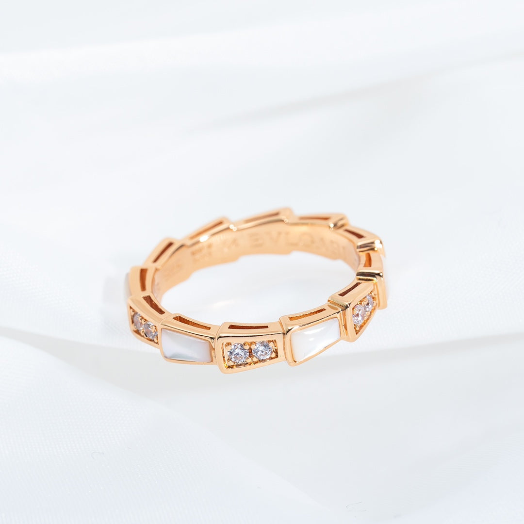 [AuraEcho]SERPENTI RING PINK GOLD DIAMOND MOP 3MM