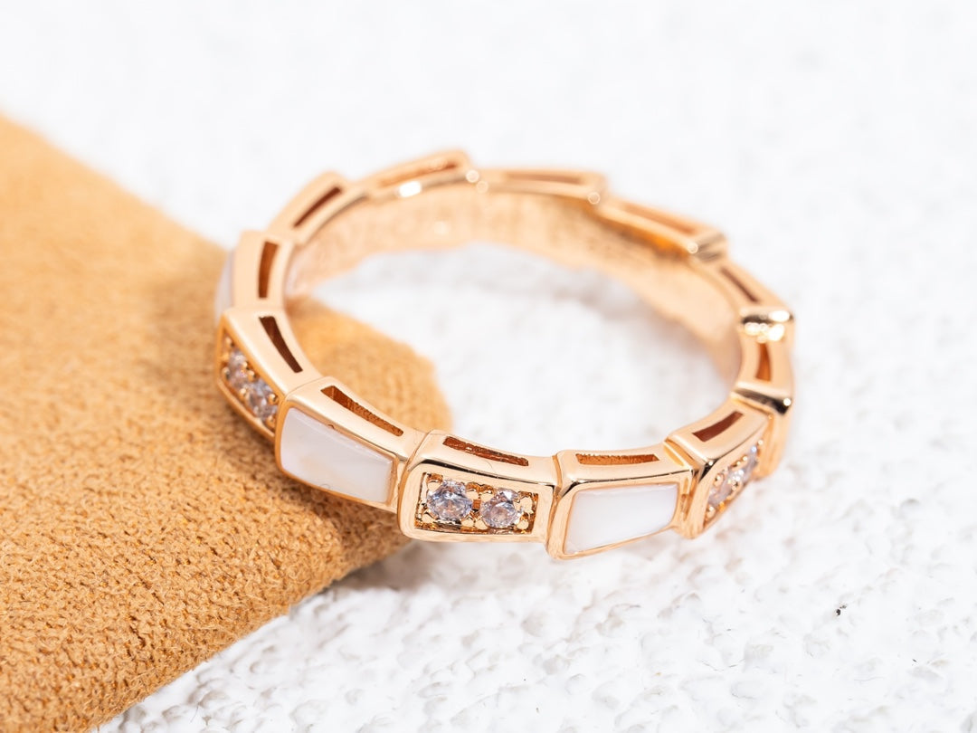 [AuraEcho]SERPENTI RING PINK GOLD DIAMOND MOP 3MM