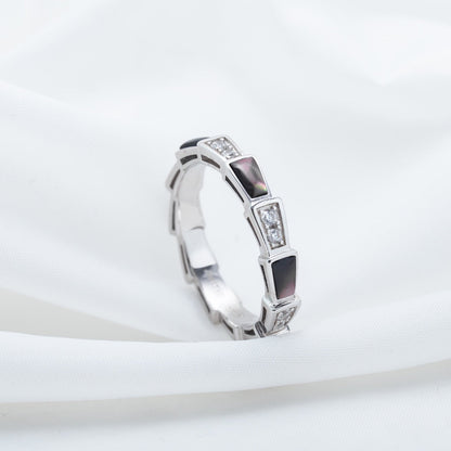 [AuraEcho]SERPENTI RING SILVER  DIAMOND BLACK MOP 3MM