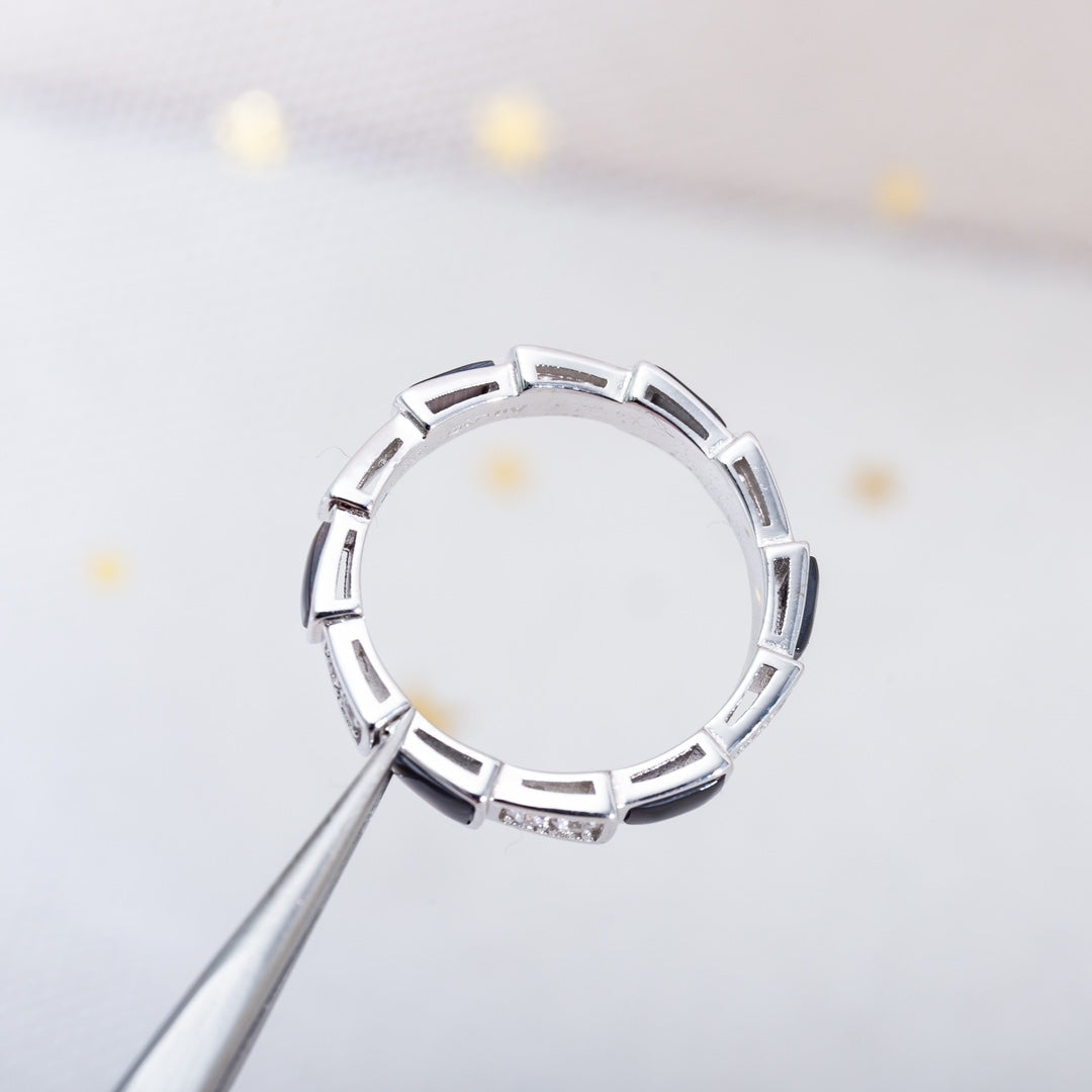 [AuraEcho]SERPENTI RING SILVER  DIAMOND BLACK MOP 3MM