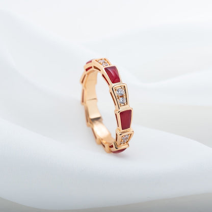 [AuraEcho]SERPENTI RING PINK GOLD CARNELIAN DIAMOND 3MM