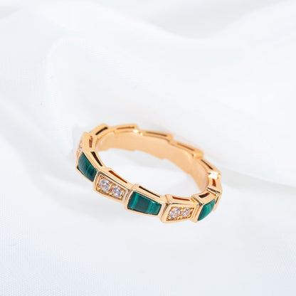 [AuraEcho]SERPENTI RING PINK GOLD MALACHITE DIAMOND 3MM