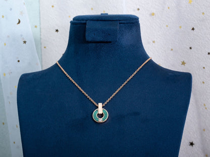 [AuraEcho]GARI NECKLACE PINK GOLD MALACHITE