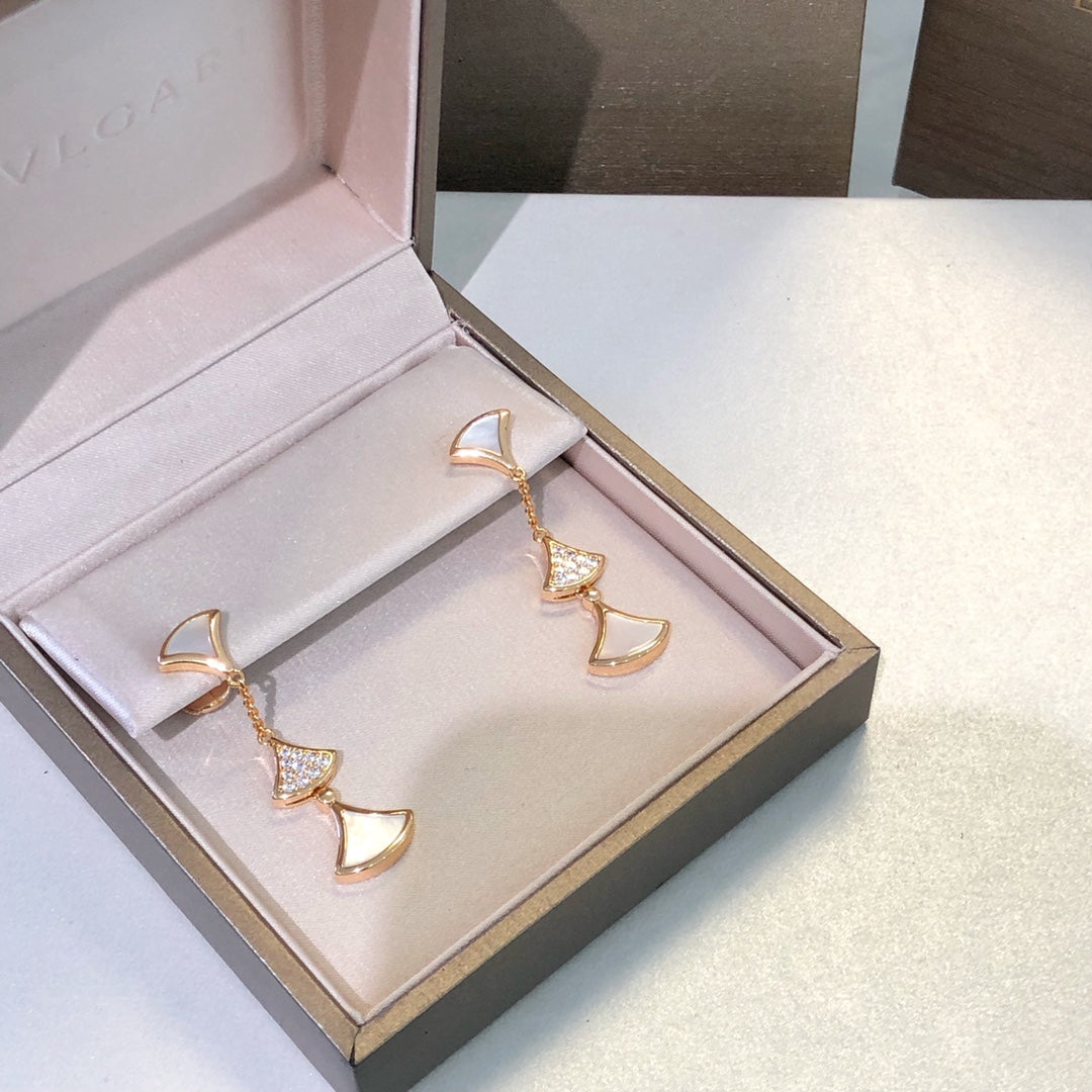 [AuraEcho]DREAM EARRINGS 3 MOTIFS DIAMOND MOP PINK GOLD