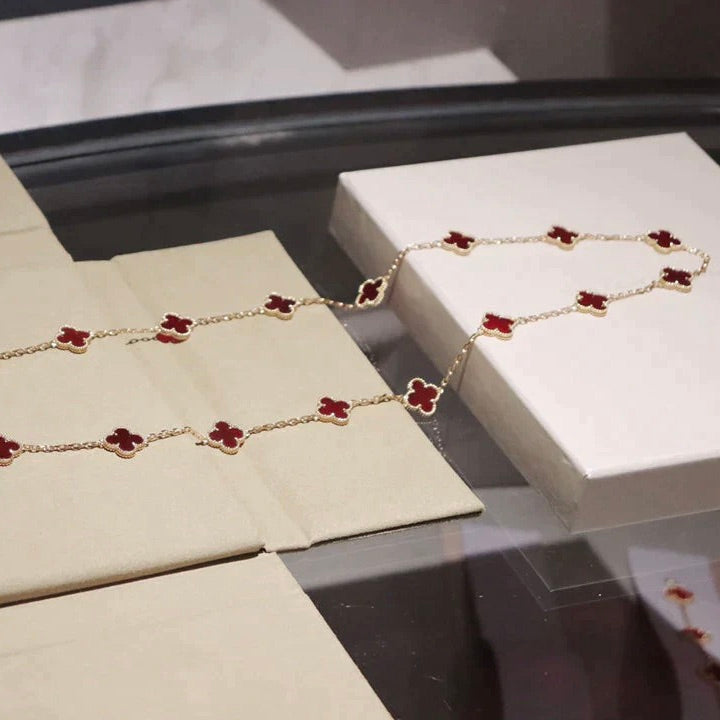 [AuraEcho]CLOVER 20 MOTIFS CARNELIAN NECKLACE