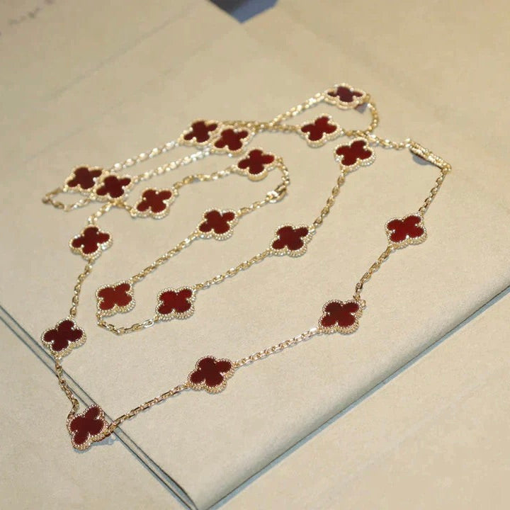 [AuraEcho]CLOVER 20 MOTIFS CARNELIAN NECKLACE