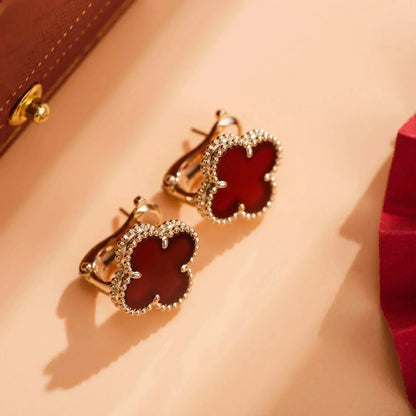 [AuraEcho]CLOVER MEDIUM 1 MOTIFS CARNELIAN  EARRINGS