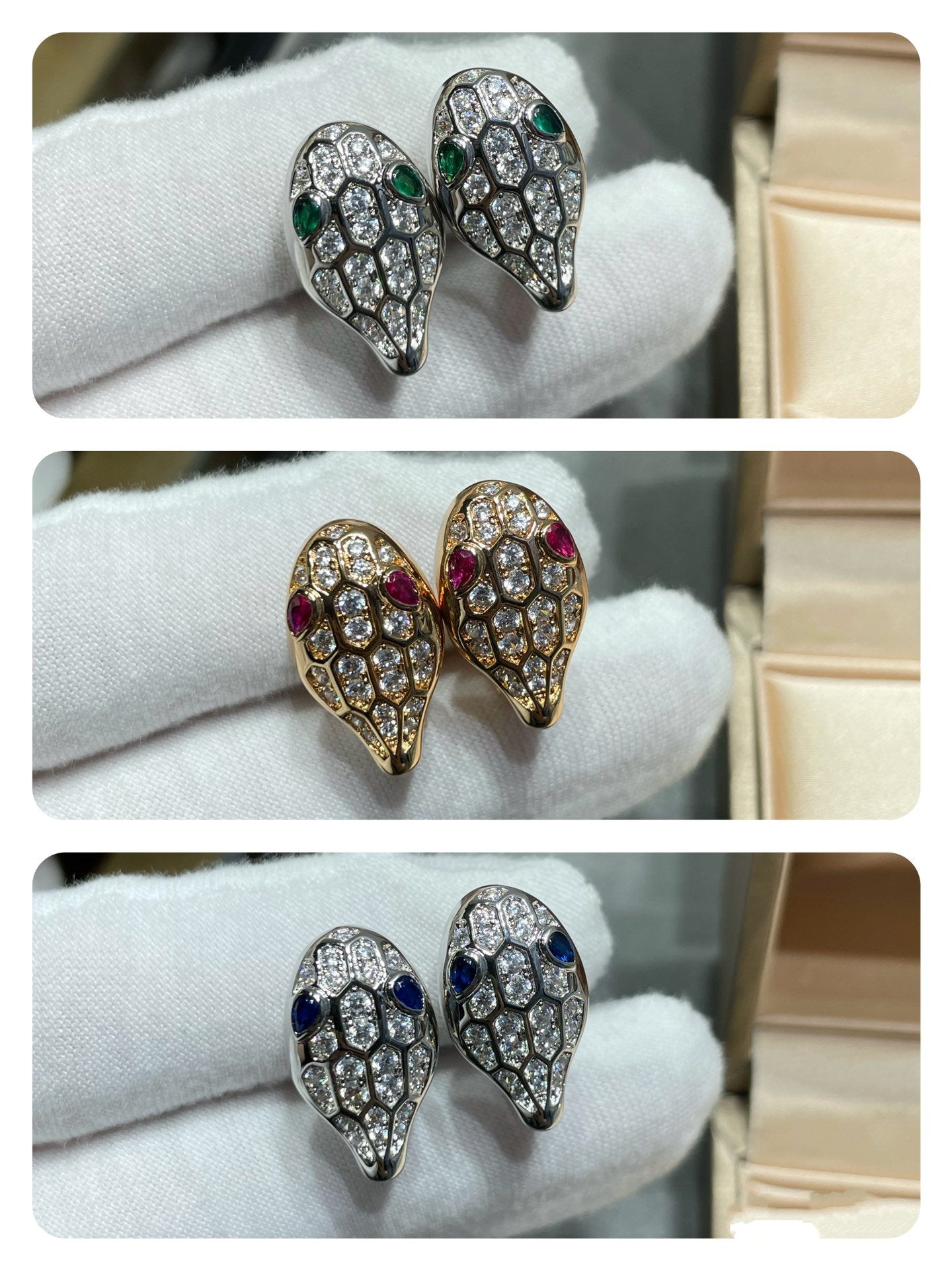 [AuraEcho]SERPENT DIAMOND STUD EARRINGS