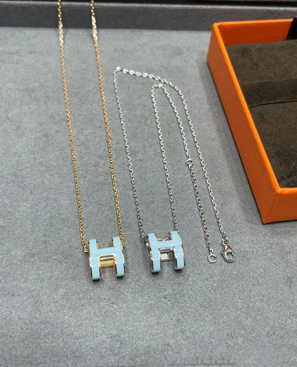 [AuraEcho]POP H SKY BLUE NECKLACE