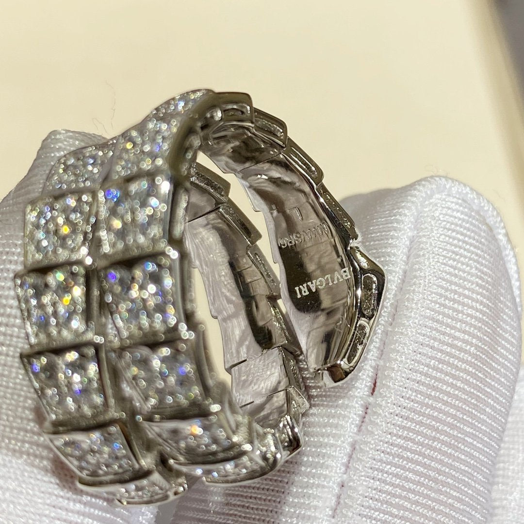 [AuraEcho]SERPENTI DOUBLE RING SILVER DIAMOND PAVED