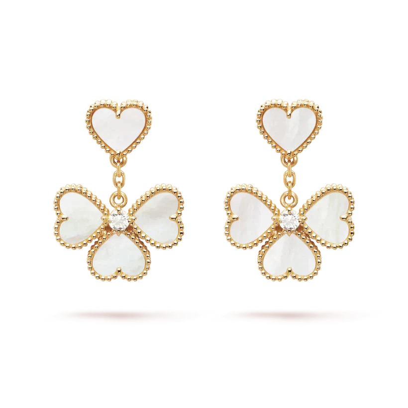 [AuraEcho]CLOVER SWEET WHITE MOP EARRINGS