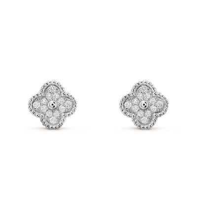 [AuraEcho]CLOVER MINI DIAMOND STUD EARRINGS