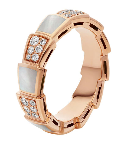 [AuraEcho]SERPENTI RING PINK GOLD MOP DIAMOND PAVED 4MM