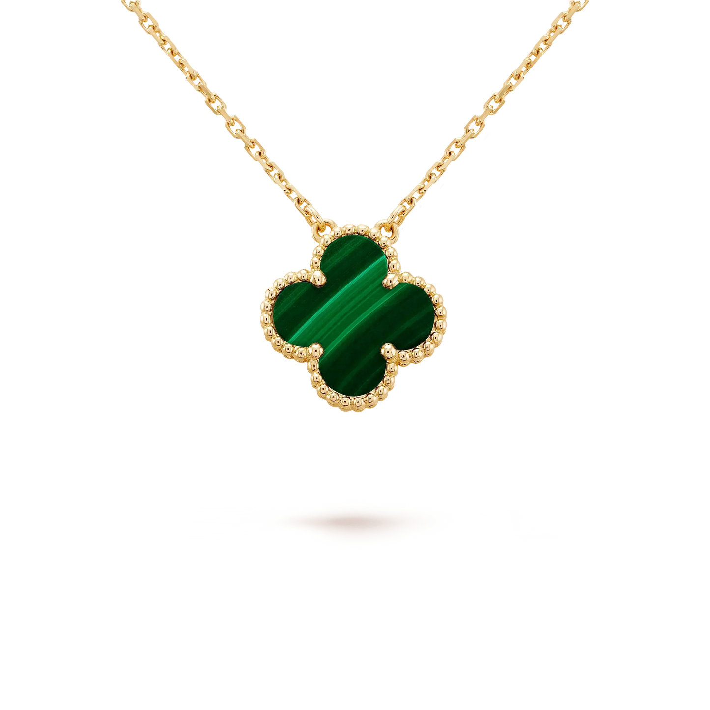 [AuraEcho]CLOVER 15MM MALACHITE SINGLE FLOWER  NECKLACE