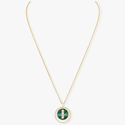 [AuraEcho]LUCKY MOVE 3 DIAMOND MALACHITE GOLD DIAMOND NECKLACE
