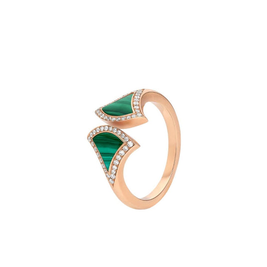 [AuraEcho]DREAM MALACHITE DIAMOND OPEN RING