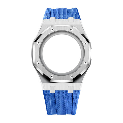 [AuraEcho]Steel Case & Fluoroelastomer Strap Full‑wrap Embedded Watch Band