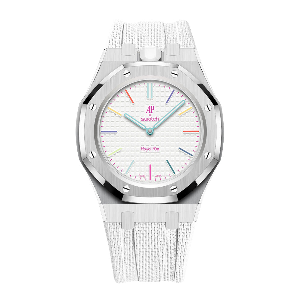[AuraEcho]Steel Case & Fluoroelastomer Strap Full‑wrap Embedded Watch Band