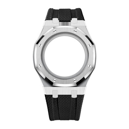 [AuraEcho]Steel Case & Fluoroelastomer Strap Full‑wrap Embedded Watch Band