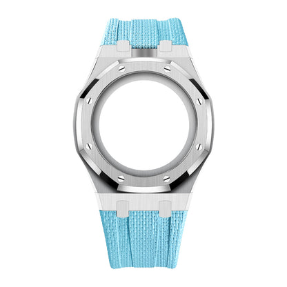 [AuraEcho]Steel Case & Fluoroelastomer Strap Full‑wrap Embedded Watch Band