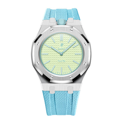 [AuraEcho]Steel Case & Fluoroelastomer Strap Full‑wrap Embedded Watch Band
