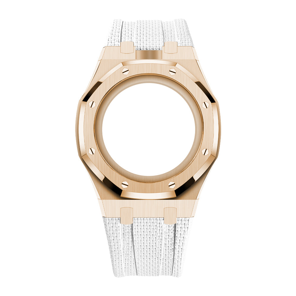 [AuraEcho]Steel Case & Fluoroelastomer Strap Full‑wrap Embedded Watch Band