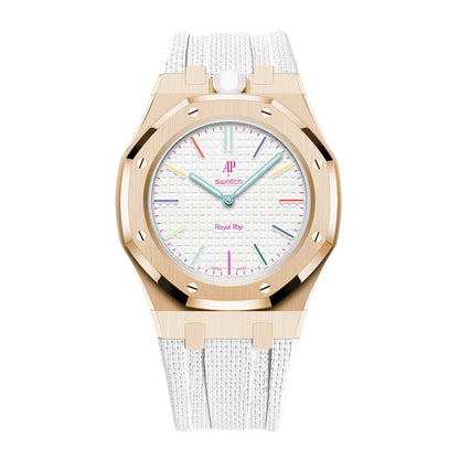 [AuraEcho]Steel Case & Fluoroelastomer Strap Full‑wrap Embedded Watch Band
