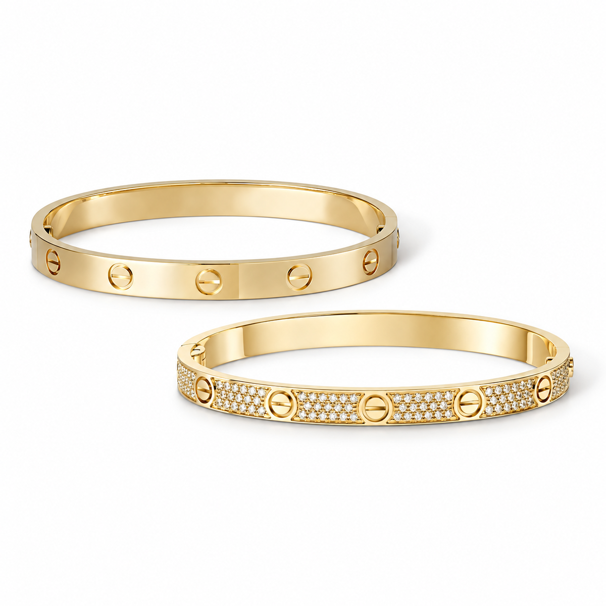 [AuraEcho] LOVE  Classic & Diamond-Paved Bracelet Stack Set