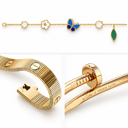 [AuraEcho]Clover Lucky Spring & Love & Juste Garden 3-Piece  Bracelet Stack Set