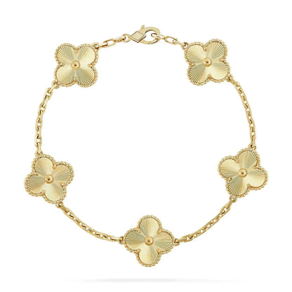 [AuraEcho] CLASH & Clover Laser 5-Motif & LOVE Brushed Bracelet Stack Set