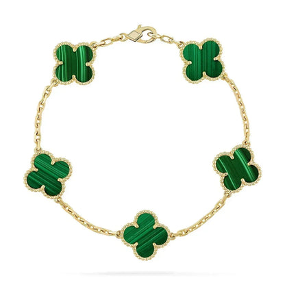 [AuraEcho]Clover 5-Motif Malachite & Pietersite Bracelet Stack Set