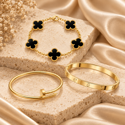 [AuraEcho]Clover & Juste & Lover  Bracelet Stack Set