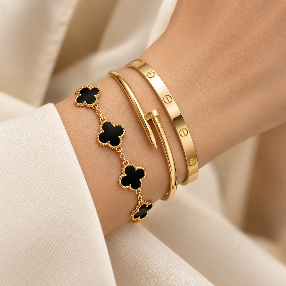 [AuraEcho]Clover & Juste & Lover  Bracelet Stack Set