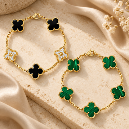 [AuraEcho]Clover 5 Motifs  Duo Bracelet Stack Set