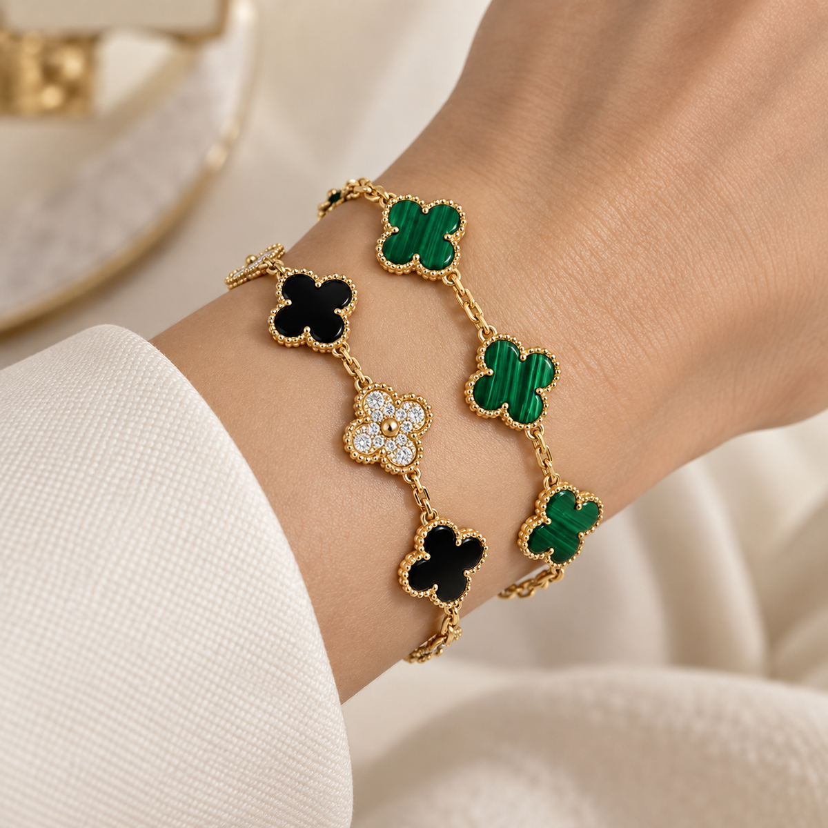 [AuraEcho]Clover 5 Motifs  Duo Bracelet Stack Set