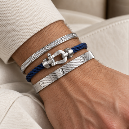[AuraEcho]Love & Force Large Horseshoe Trio Bracelet Stack Set
