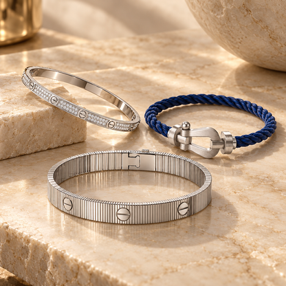 [AuraEcho]Love & Force Large Horseshoe Trio Bracelet Stack Set