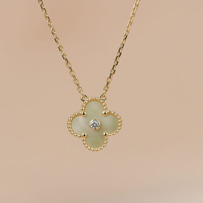 [AuraEcho]CLOVER 15MM DIAMOND GOLD MOTHER OF PEARL NECKLACE