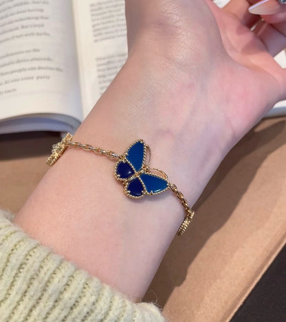 [AuraEcho] LOVE Brushed & Lucky Spring Butterfly 5-Motif Bracelet Stack Set