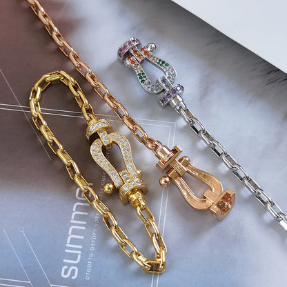 [AuraEcho]FORCE LARGE HORSESHOE CLASP  METAL BRACELET